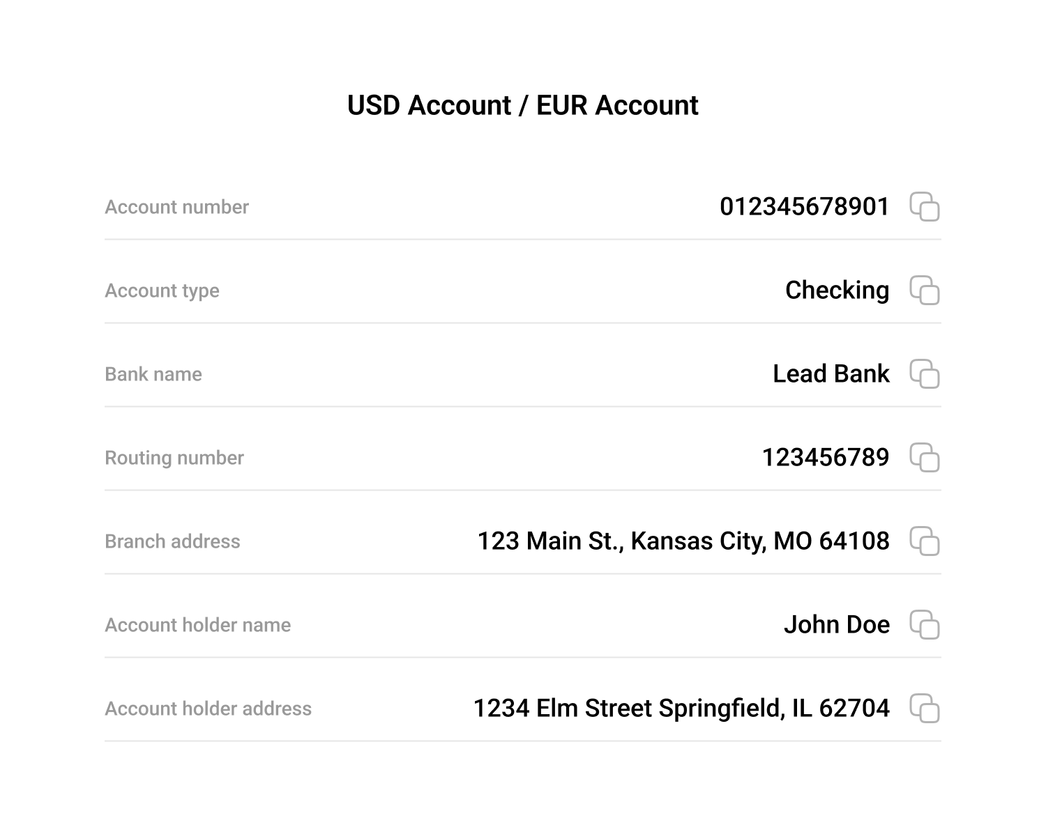 USD/MXN/EUR/BRL virtual bank accounts