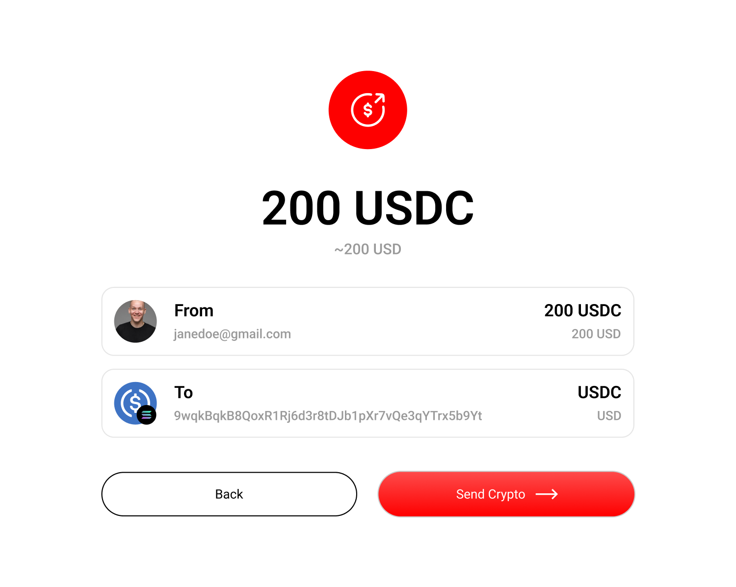 Send and receive crypto